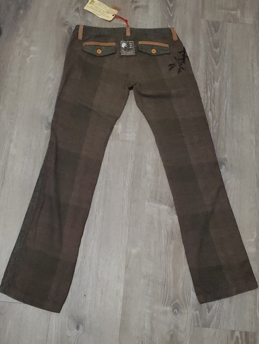 Da-Nang Dark Brown Plaid Flare Pants